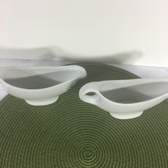 Classic Gravy Set Boat Matching 2 Pcs White Holiday Thanksgiving Party - Picture 2 of 5